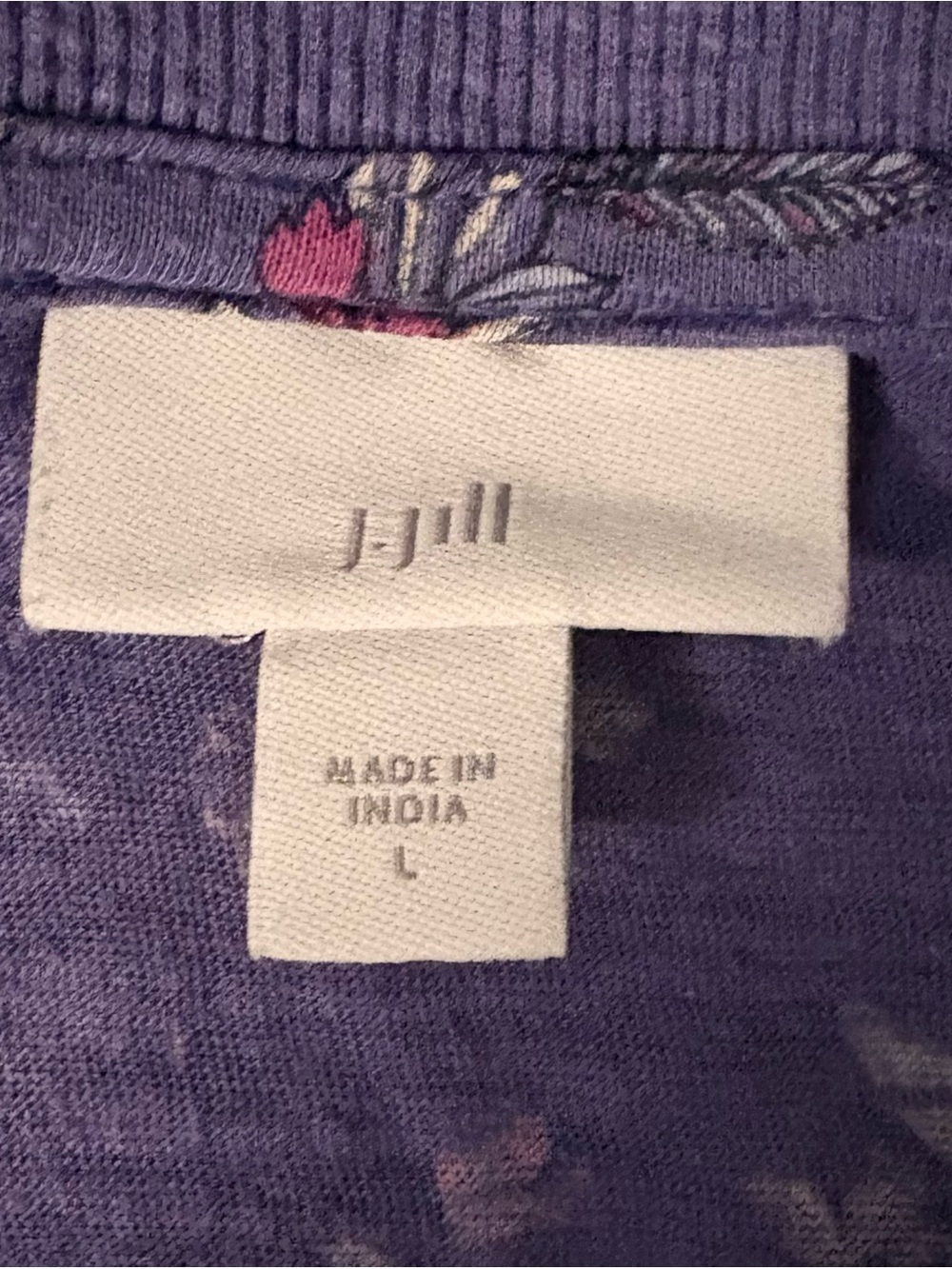 J. Jill Violet-purple Floral Henley Tee with Red and Pink Accents - Picture 2 of 6